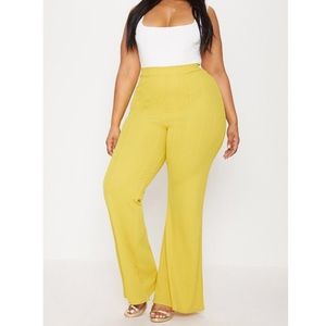 PLT Chartreuse Bandage Wide Leg plus Pants